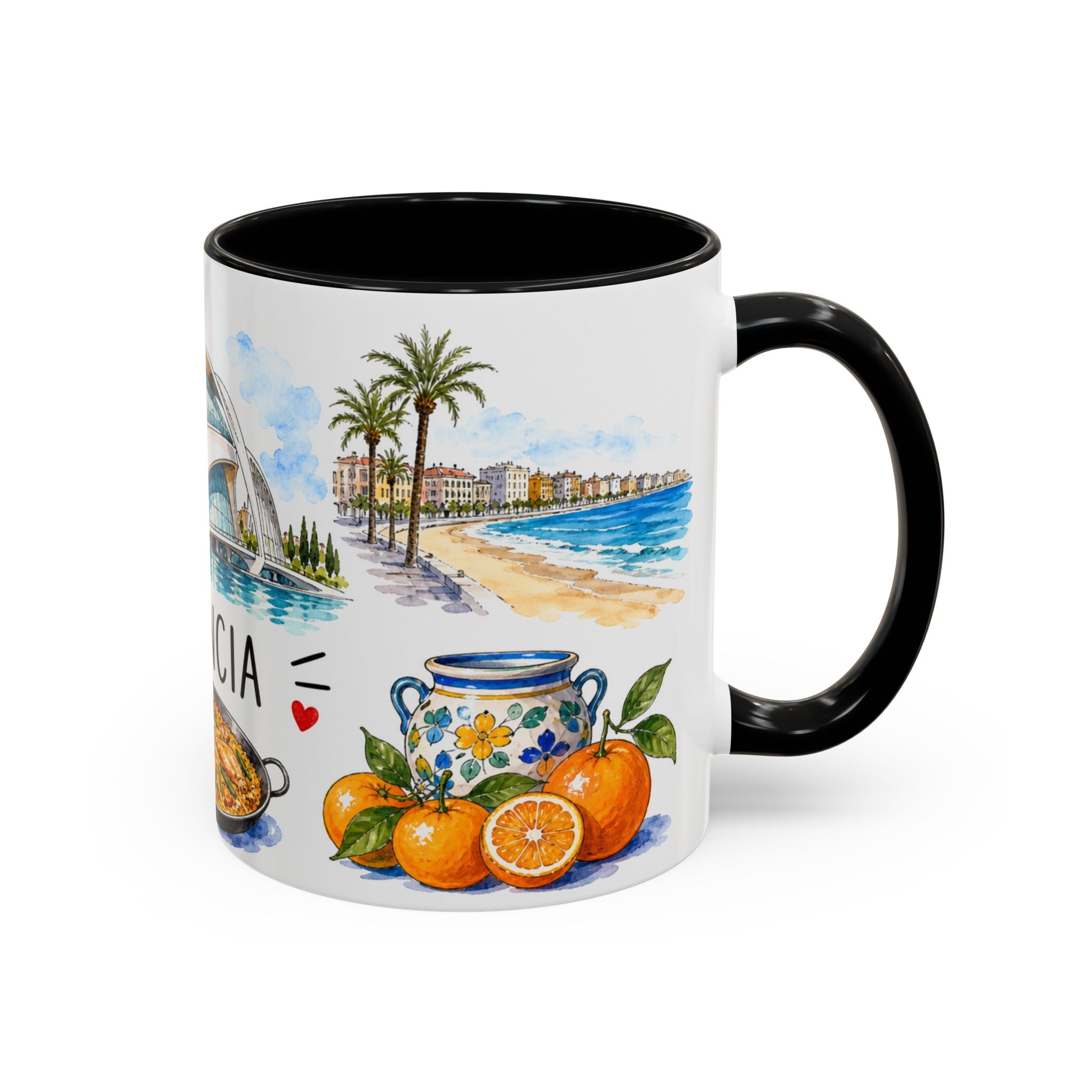 Valencia Illustrated Travel Mug | City Souvenir Accent Coffee Mug | 11oz 15oz Ceramic Cup