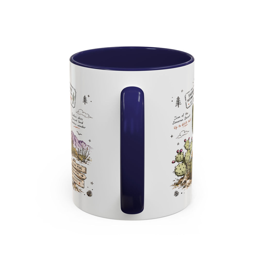 Saguaro National Park Coffee Mug | Arizona Desert Cactus Sunset Gift | Accent Color Ceramic 11oz 15oz