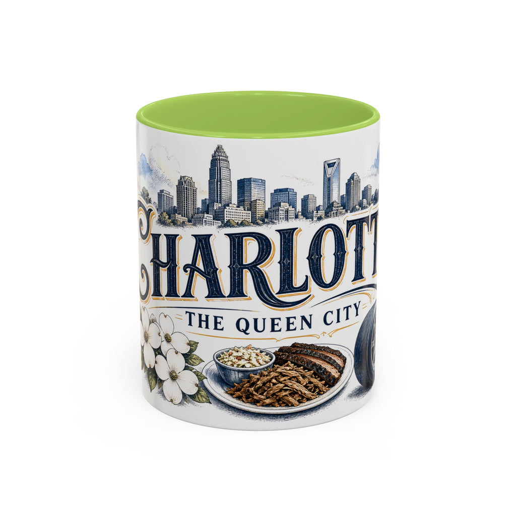 Charlotte Coffee Mug | United States Travel Souvenir | Vintage Illustrated City Gift | 11 oz 15 oz Accent Mug