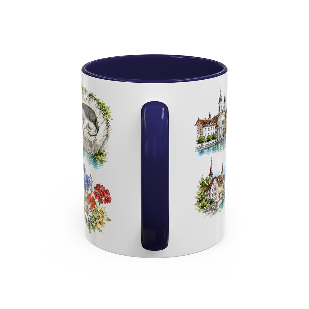 Lucerne Illustrated Travel Mug | City Souvenir Accent Coffee Mug | 11oz 15oz Ceramic Cup