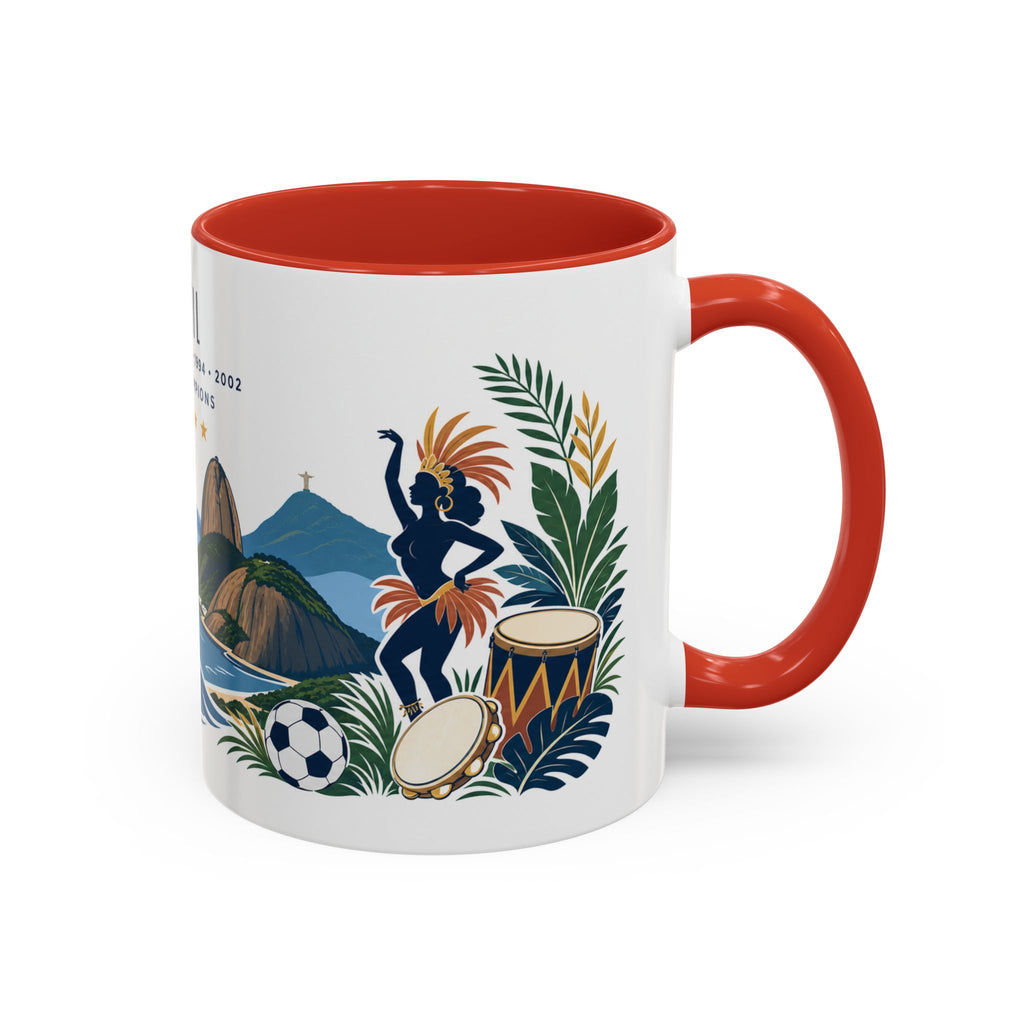 Brazil World Champions Mug | Five Time Soccer Champion Gift | Brazilian Football Fan Cup | 1958–2002 | 11oz 15oz Accent Mug
