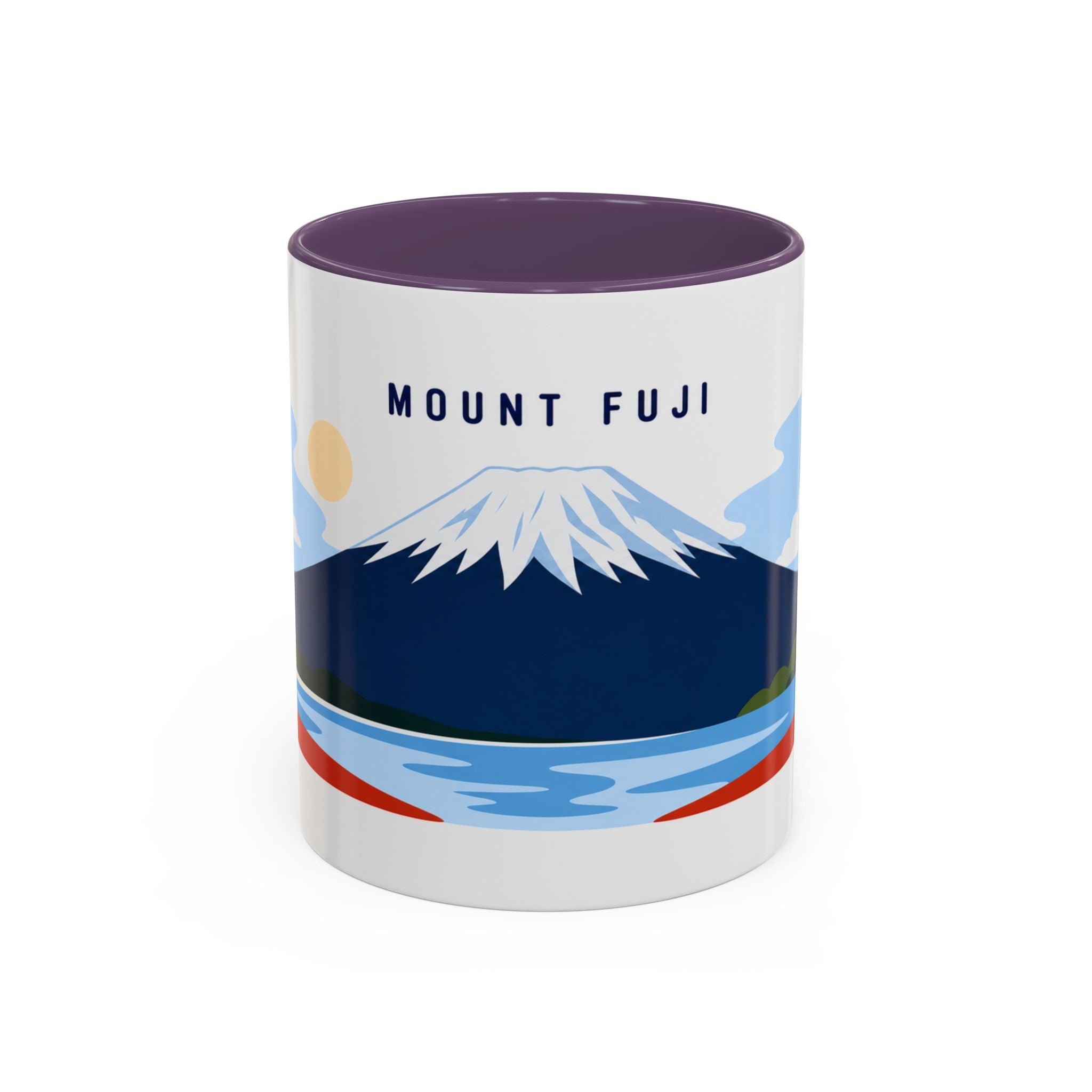 Mount Fuji Coffee Mug | Travel Destination Souvenir Gift | Accent Color Ceramic 11oz 15oz