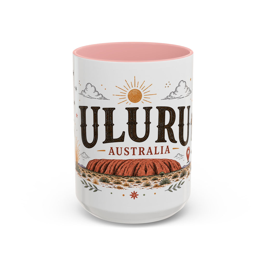 Uluru Coffee Mug | Travel Destination Souvenir Gift | Accent Color Ceramic 11oz 15oz