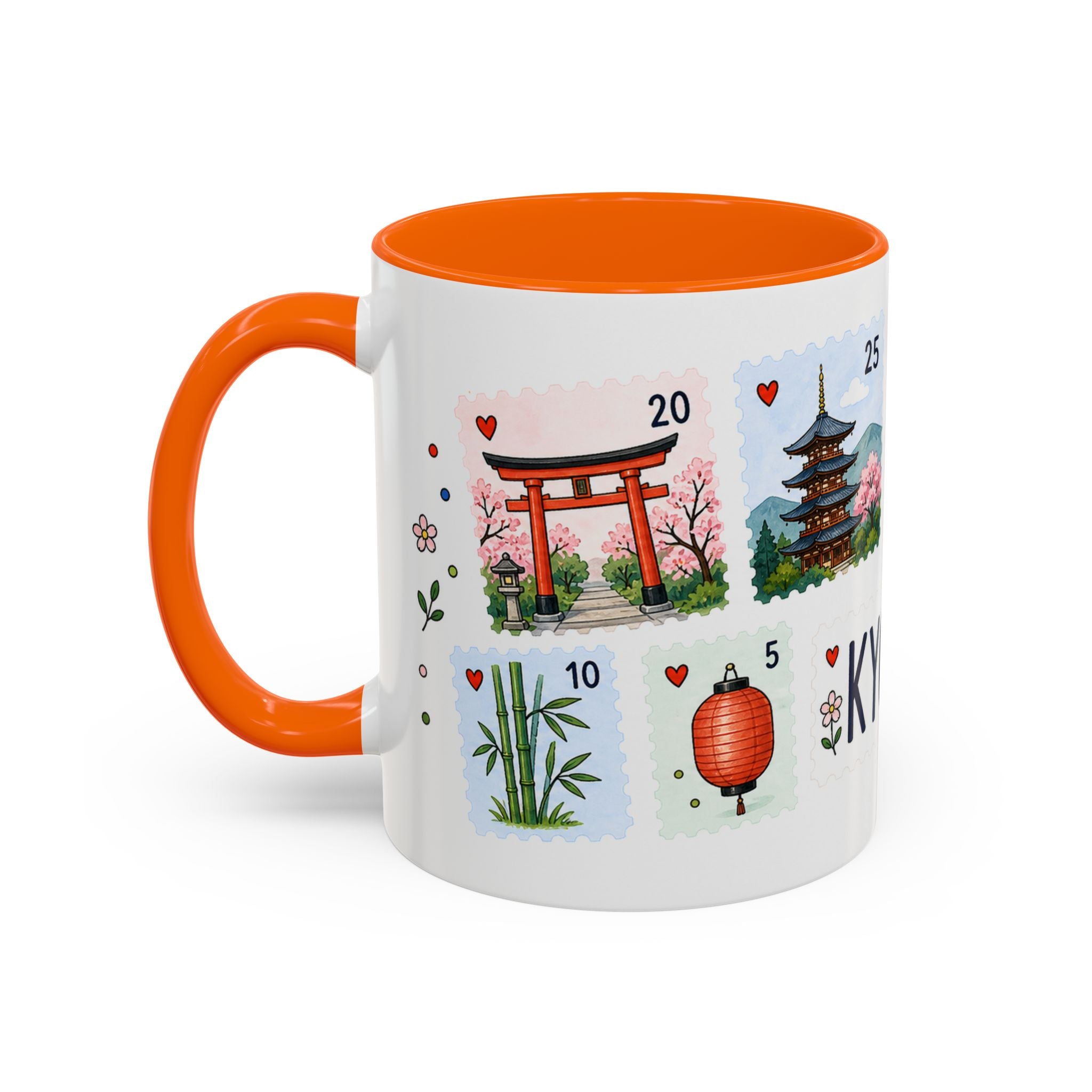 Kyoto Coffee Mug | Postage Stamp Collage Mug | Travel Souvenir Accent Cup 11oz 15oz