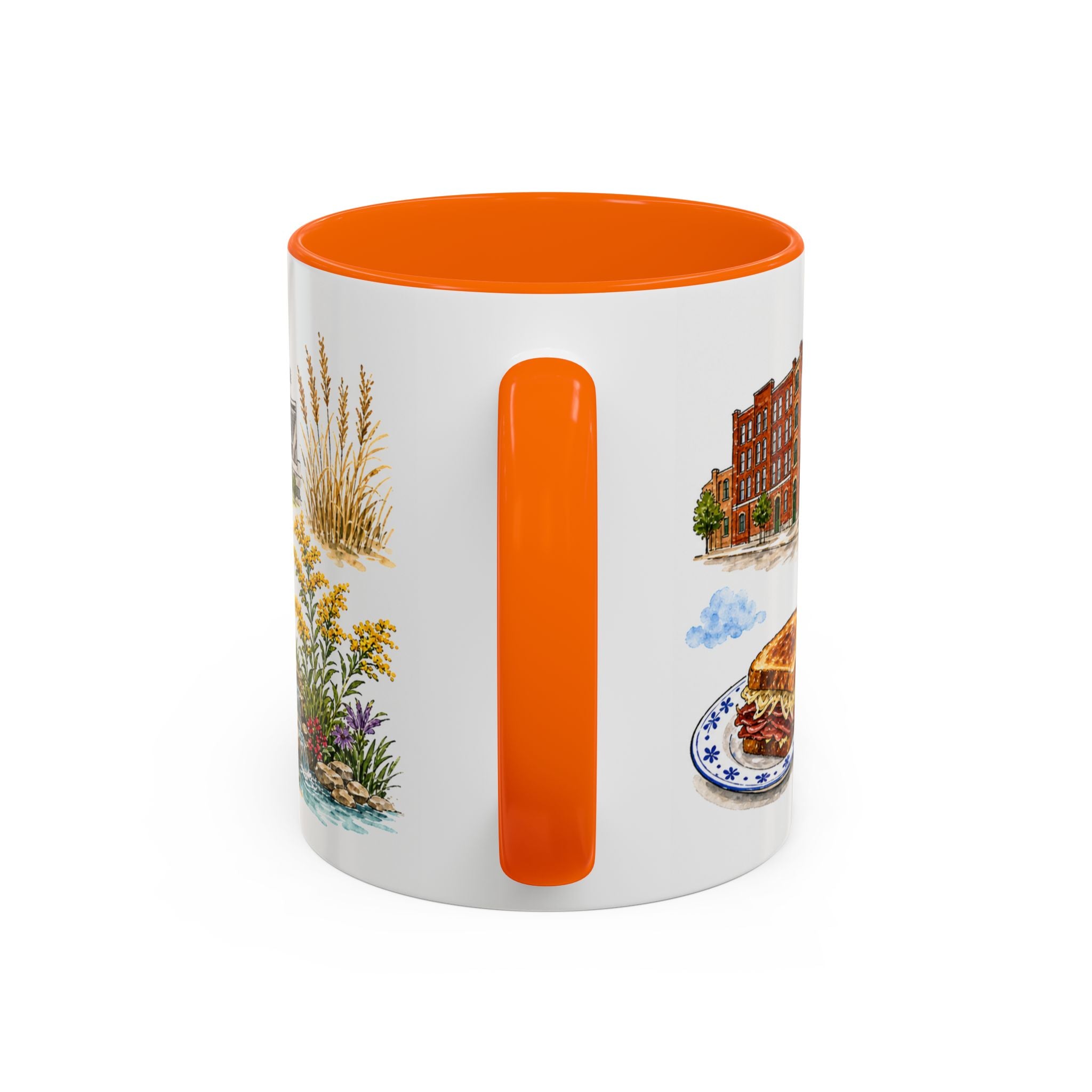 Lincoln Illustrated Travel Mug | City Souvenir Accent Coffee Mug | 11oz 15oz Ceramic Cup