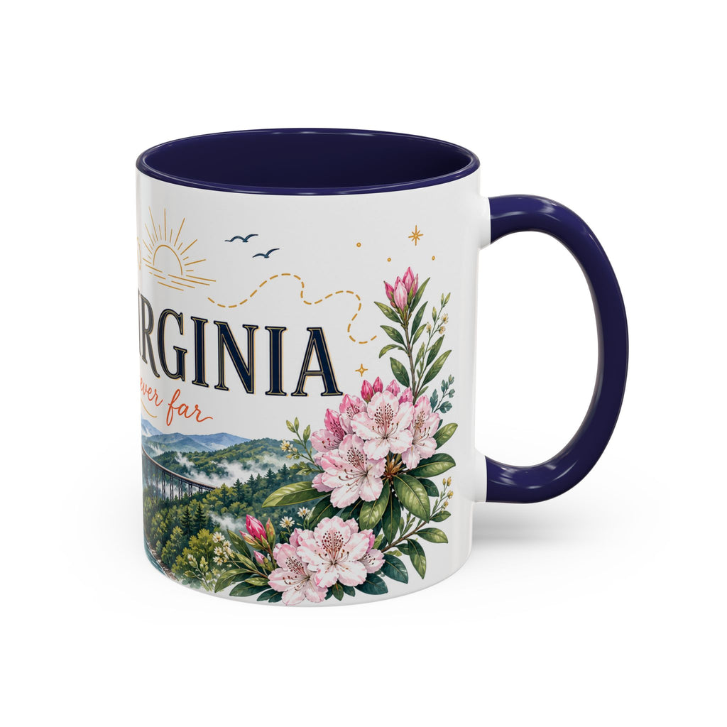 West Virginia State Map Mug | Appalachian Bridge, Rhododendron Accent Coffee Cup