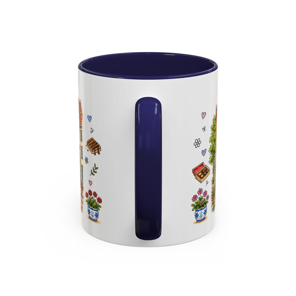 Bruges Illustrated Travel Mug | Belgium Souvenir Accent Coffee Mug | 11oz 15oz Ceramic Cup