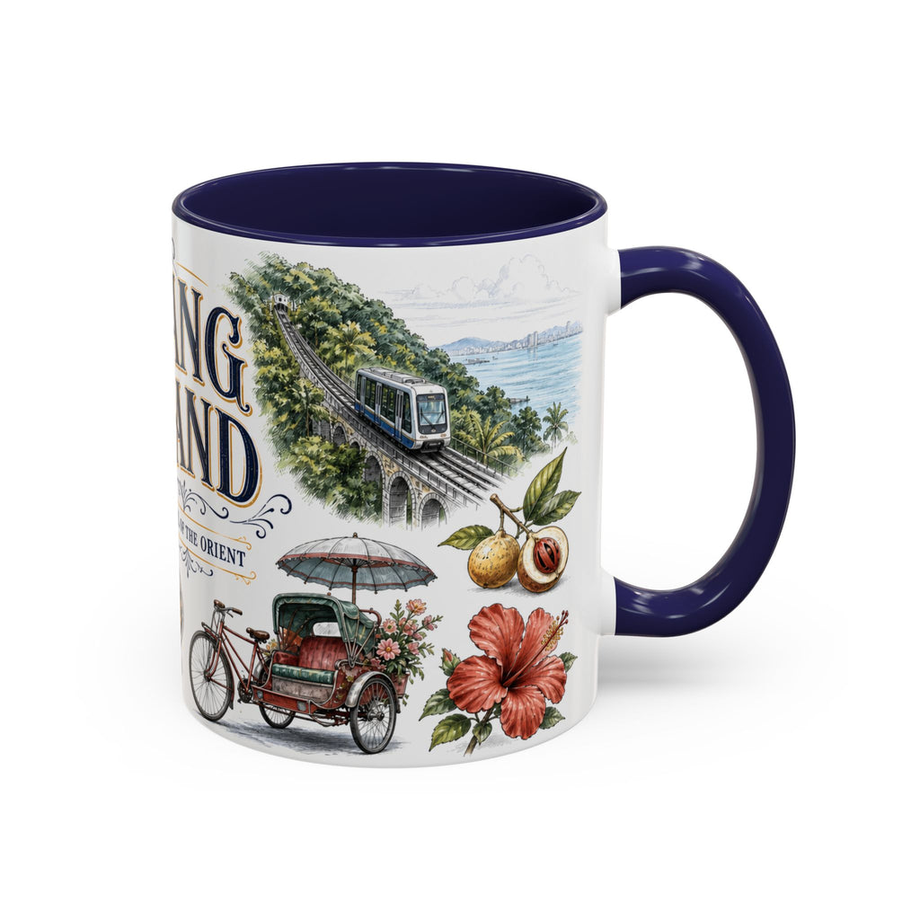 Penang Island Coffee Mug | Malaysia Travel Souvenir | Vintage Illustrated City Gift | 11 oz 15 oz Accent Mug