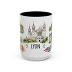 Lyon Illustrated Travel Mug | City Souvenir Accent Coffee Mug | 11oz 15oz Ceramic Cup