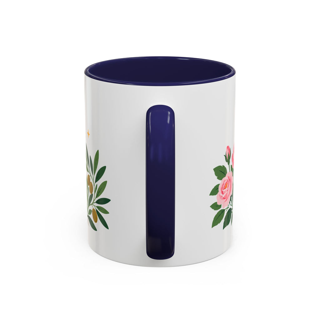 Libra Zodiac Coffee Mug | Scales and Rose Design | Astrology Birthday Gift | 11 oz 15 oz Ceramic Accent Mug