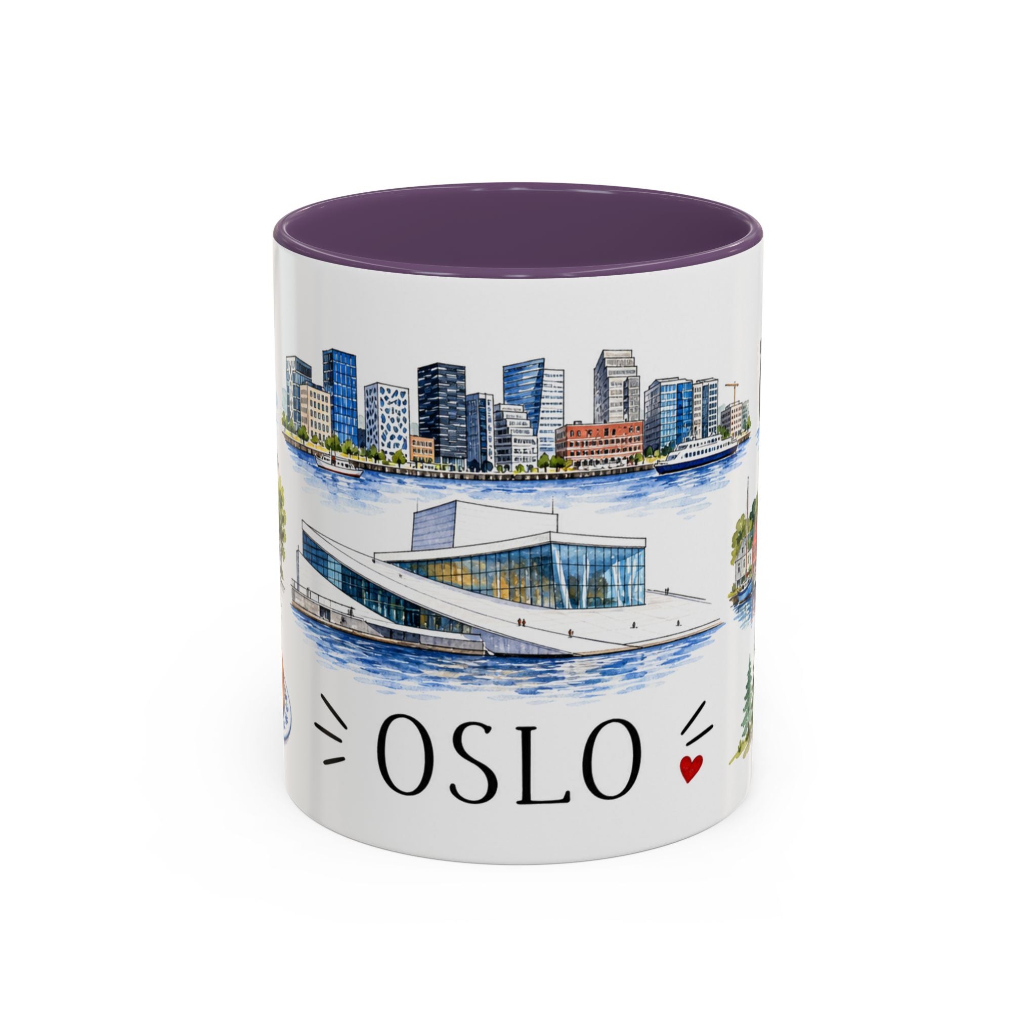Oslo Illustrated Travel Mug | City Souvenir Accent Coffee Mug | 11oz 15oz Ceramic Cup
