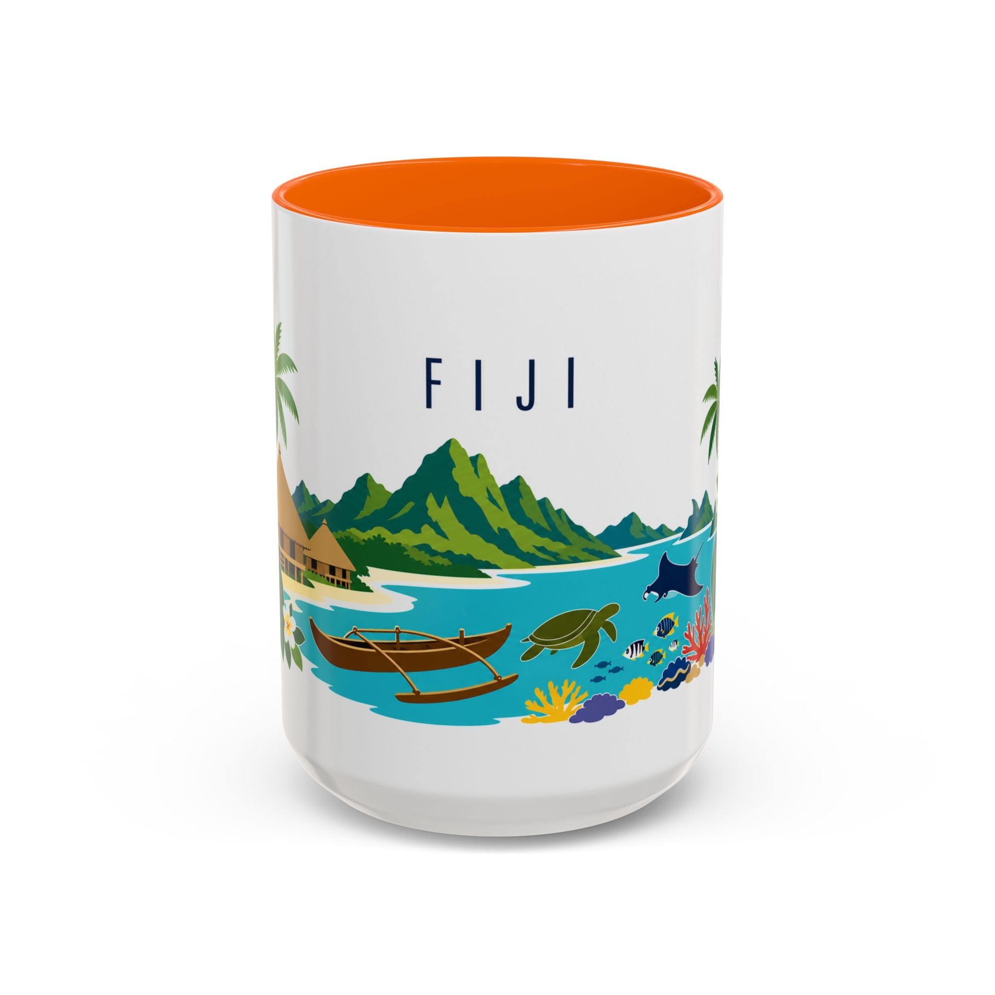 Fiji Coffee Mug | Travel Destination Souvenir Gift | Accent Color Ceramic 11oz 15oz