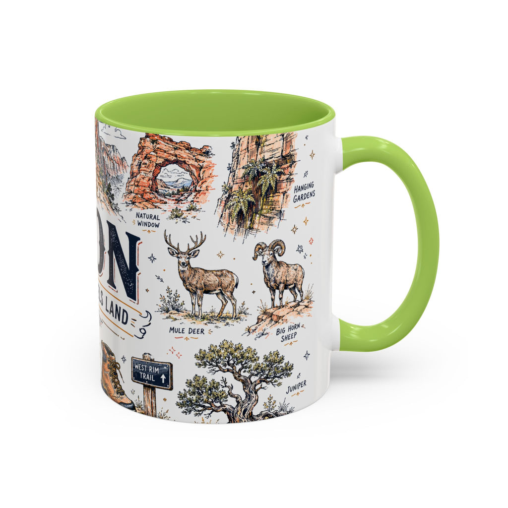 Zion National Park Coffee Mug | Hiking Camping Nature Gift | Accent Color Ceramic 11oz 15oz
