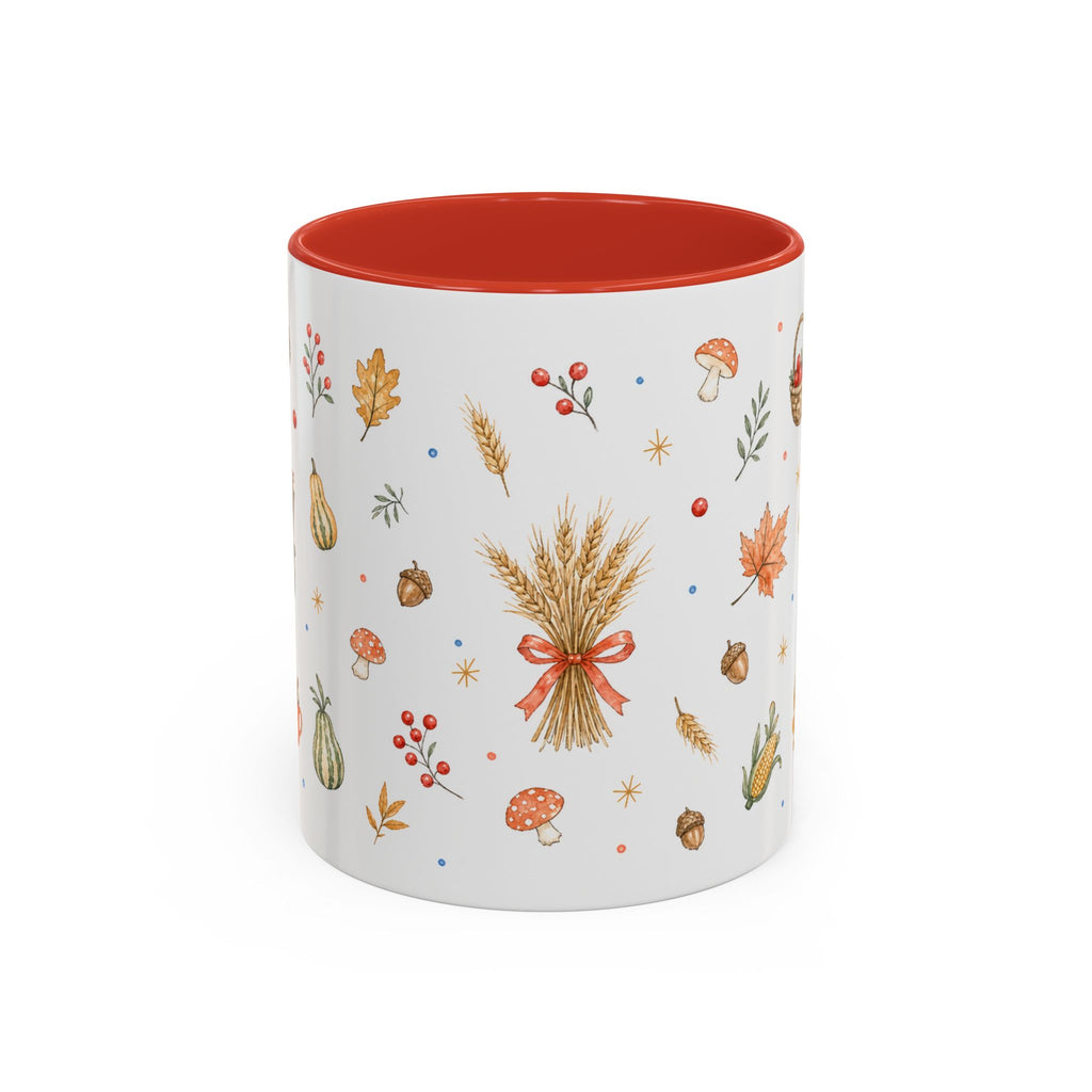 Thanksgiving Mug | Country Harvest Watercolor Gift | Pumpkin Scarecrow Accent Cup 11oz 15oz