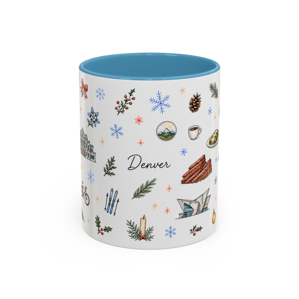 Denver Christmas Mug | Watercolor City Souvenir, Holiday Travel Gift (11oz/15oz)