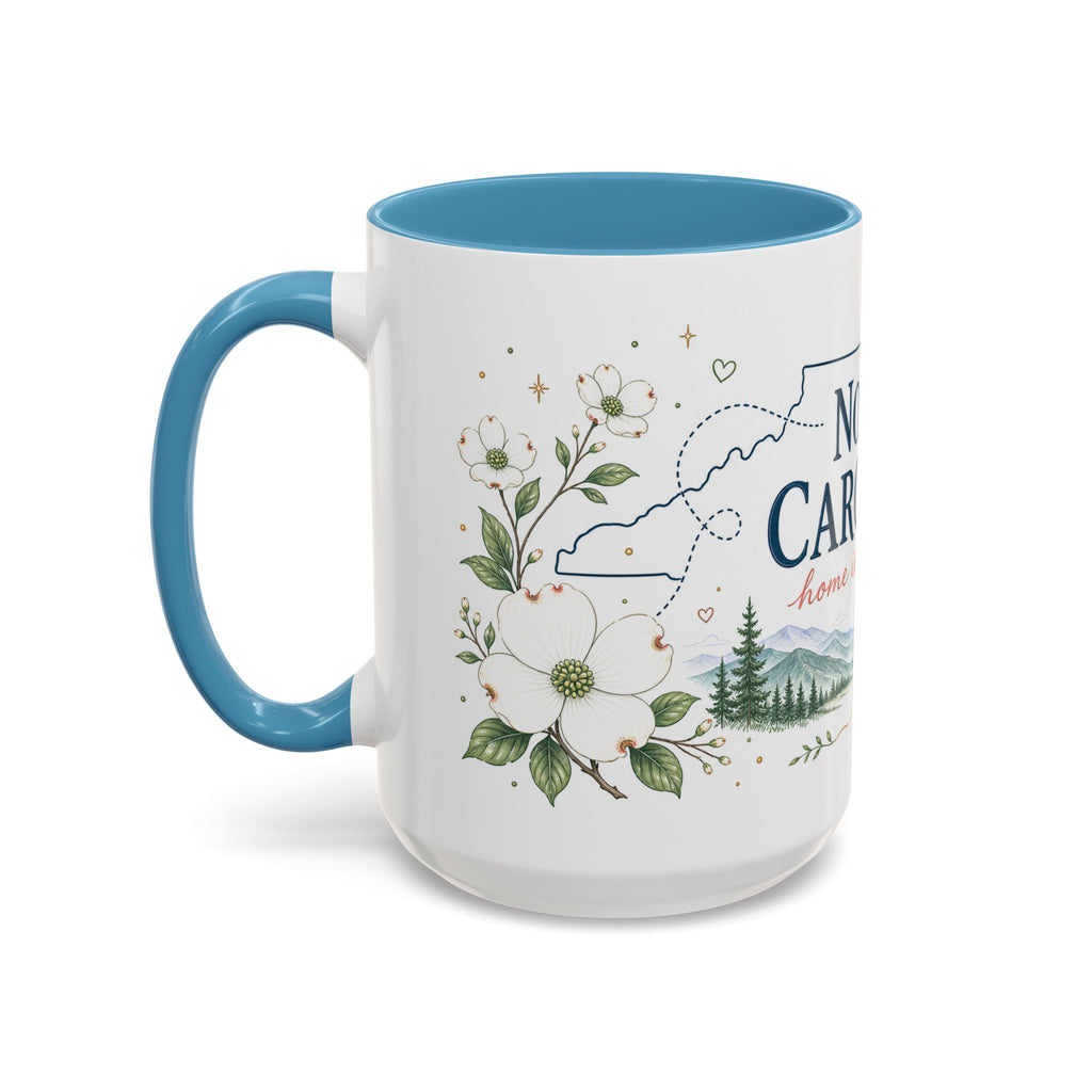 North Carolina State Map Mug | Moving Away, Homesick Gift | Botanical Accent Coffee Cup