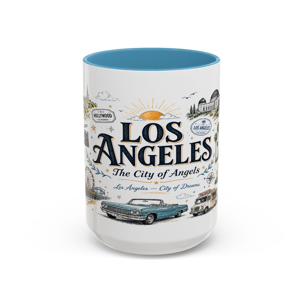Los Angeles Coffee Mug | California Souvenir City Gift | Accent Color Ceramic 11oz 15oz