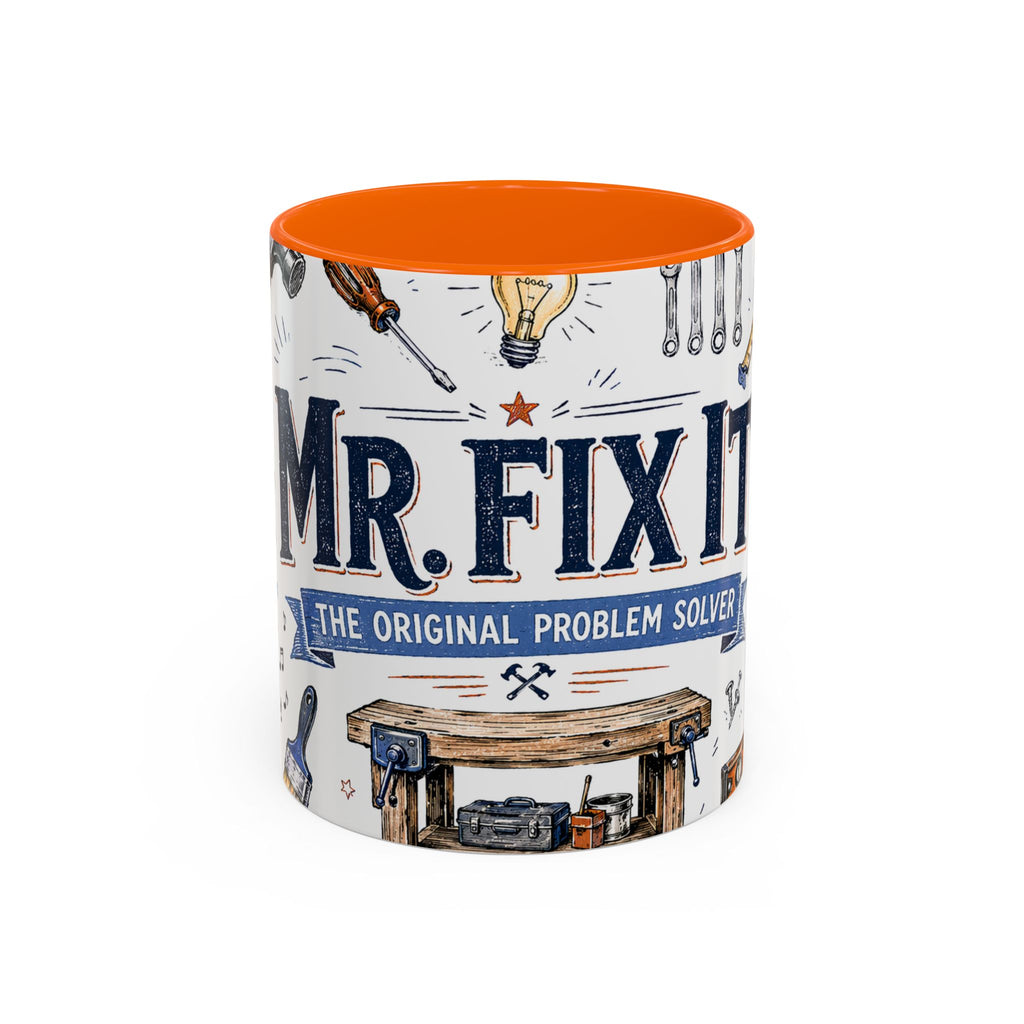 Mr Fix It Coffee Mug | Father's Day Gift for Dad | Accent Color Ceramic 11oz 15oz