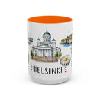 Helsinki Illustrated Travel Mug | City Souvenir Accent Coffee Mug | 11oz 15oz Ceramic Cup
