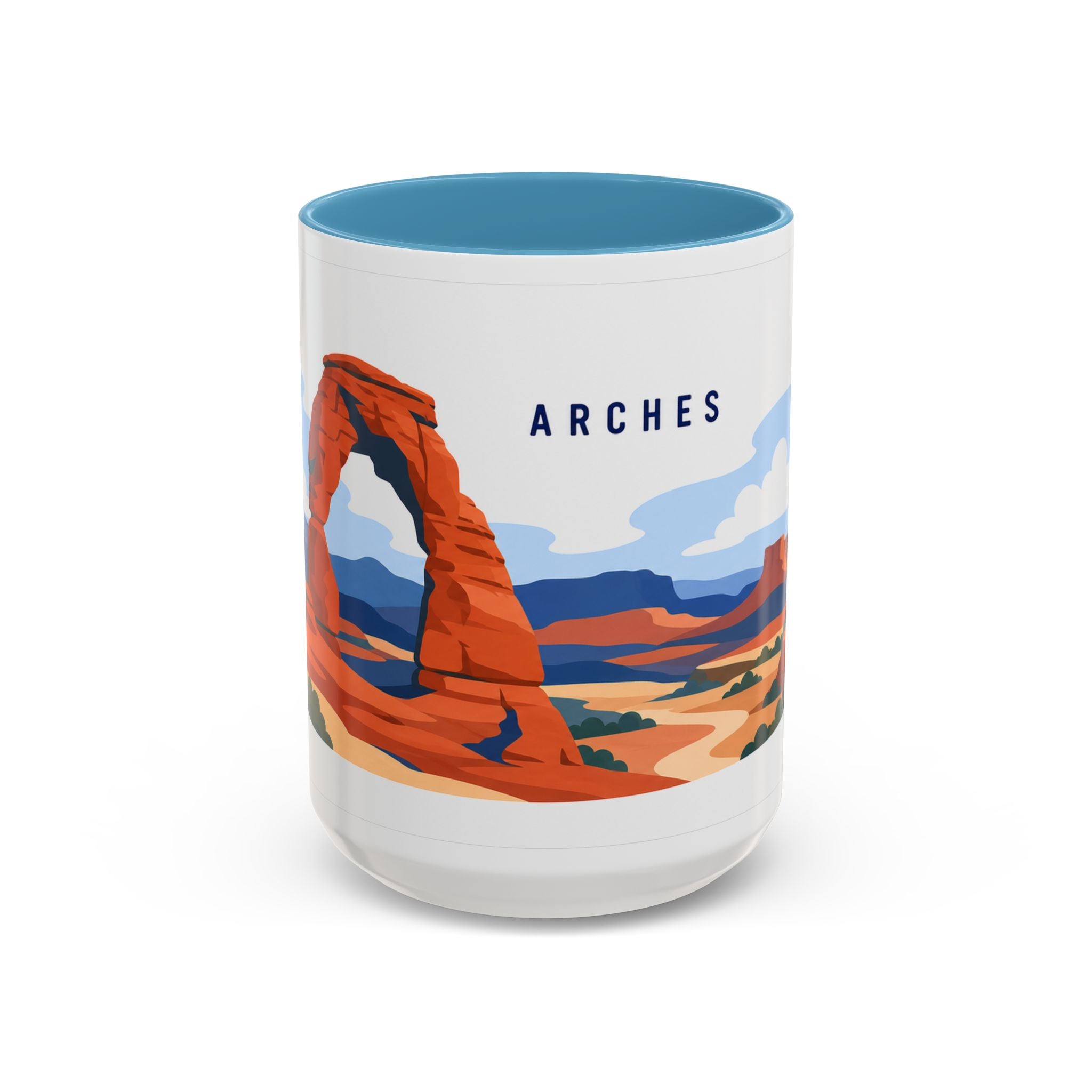 Arches National Park Coffee Mug | Solid Color Block Park Souvenir | 11oz 15oz Accent Mug