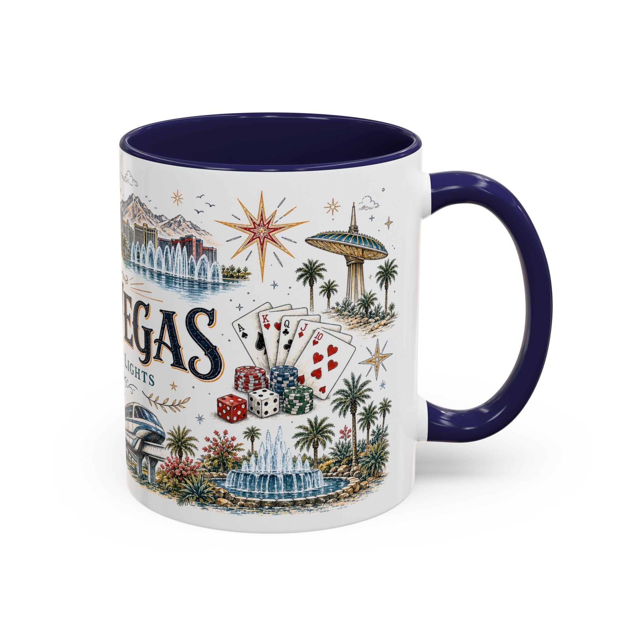 Las Vegas Coffee Mug | United States Travel Souvenir | Vintage Illustrated City Gift | 11 oz 15 oz Accent Mug