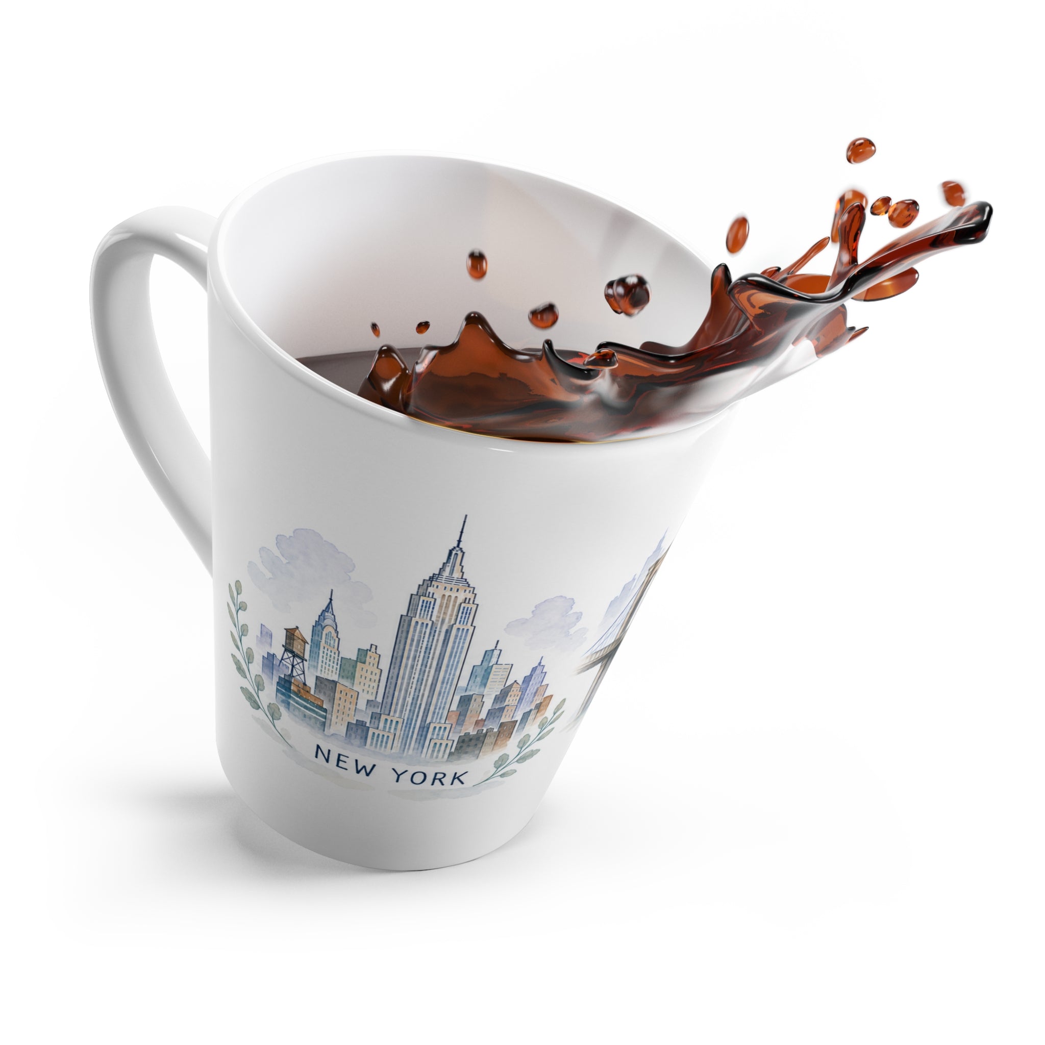 New York City Latte Mug | Watercolor City Travel Mug | 12 oz Ceramic Souvenir Gift
