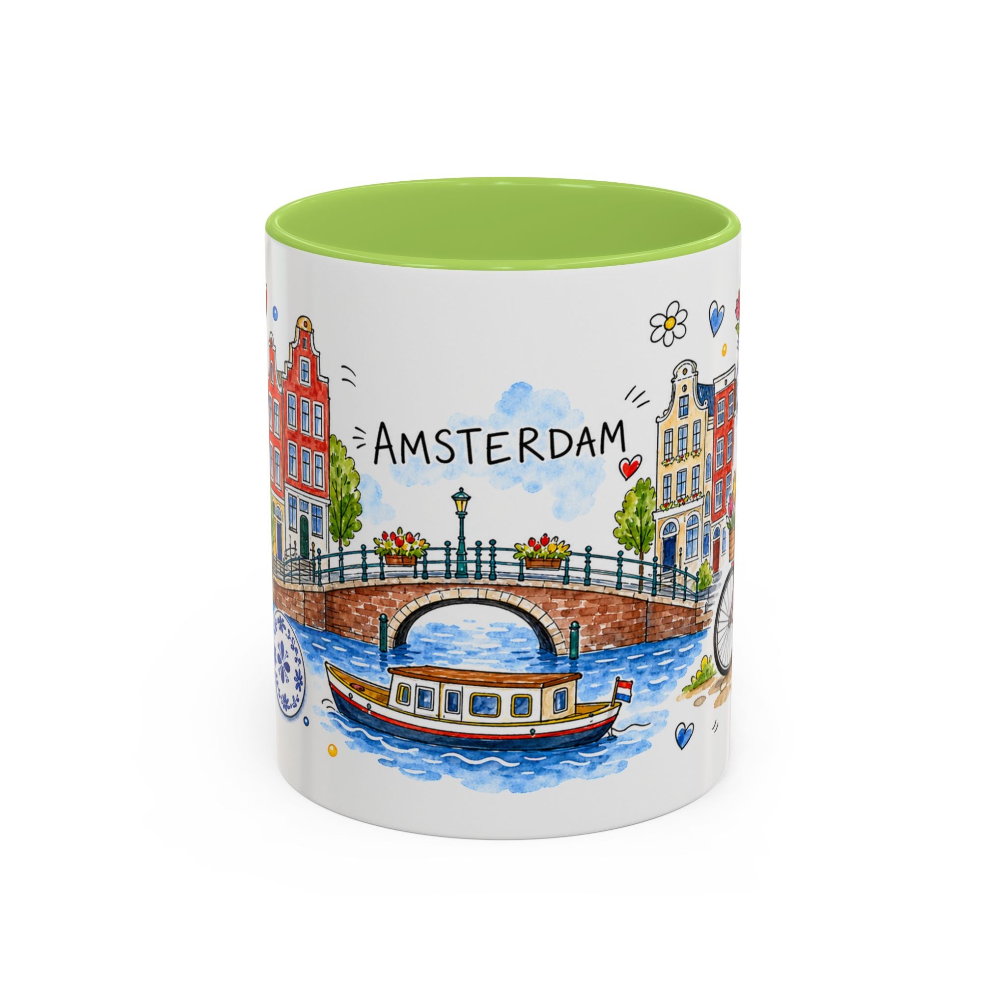 Amsterdam Travel Mug | European City Souvenir Accent Coffee Mug | 11oz 15oz Ceramic Cup