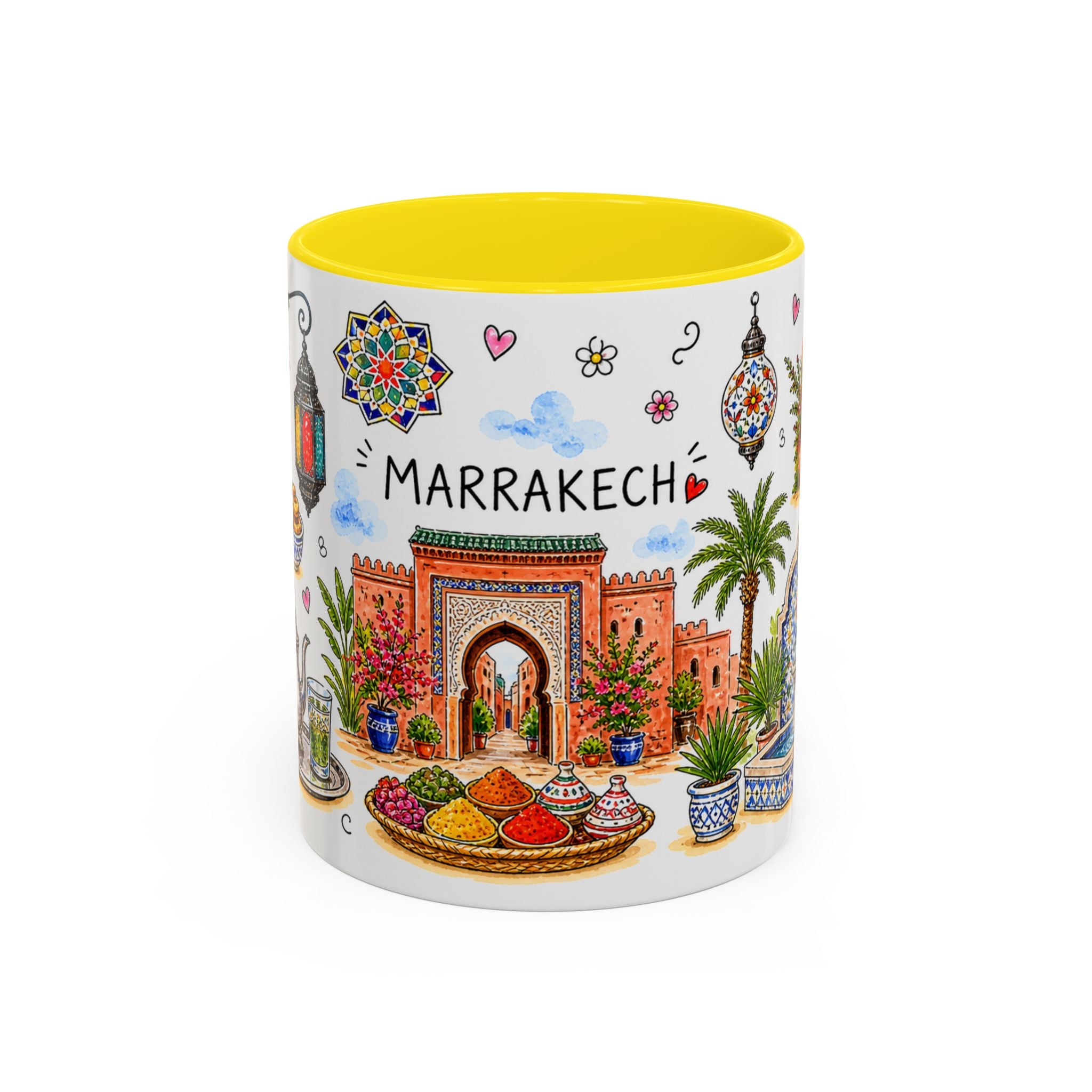 Marrakech Illustrated Travel Mug | City Souvenir Accent Coffee Mug | 11oz 15oz Ceramic Cup