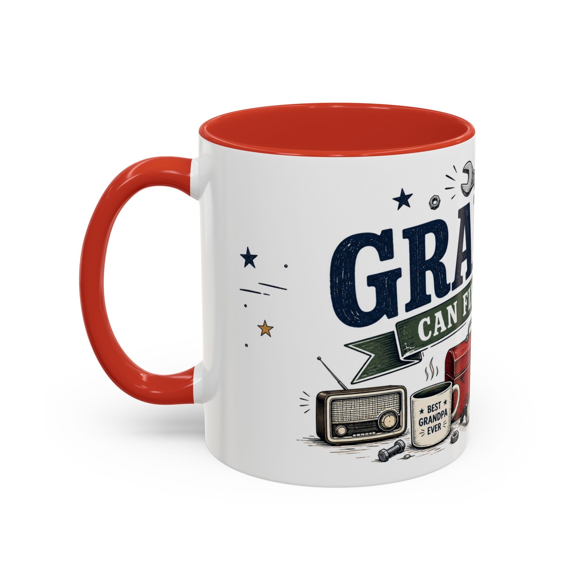 Grandpa Can Fix Anything Coffee Mug | Funny Gift From Grandkids | Accent Ceramic 11oz 15oz