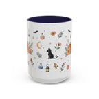 Black Cat Halloween Mug | Pumpkin Moon Watercolor Gift | Spooky Accent Cup 11oz 15oz