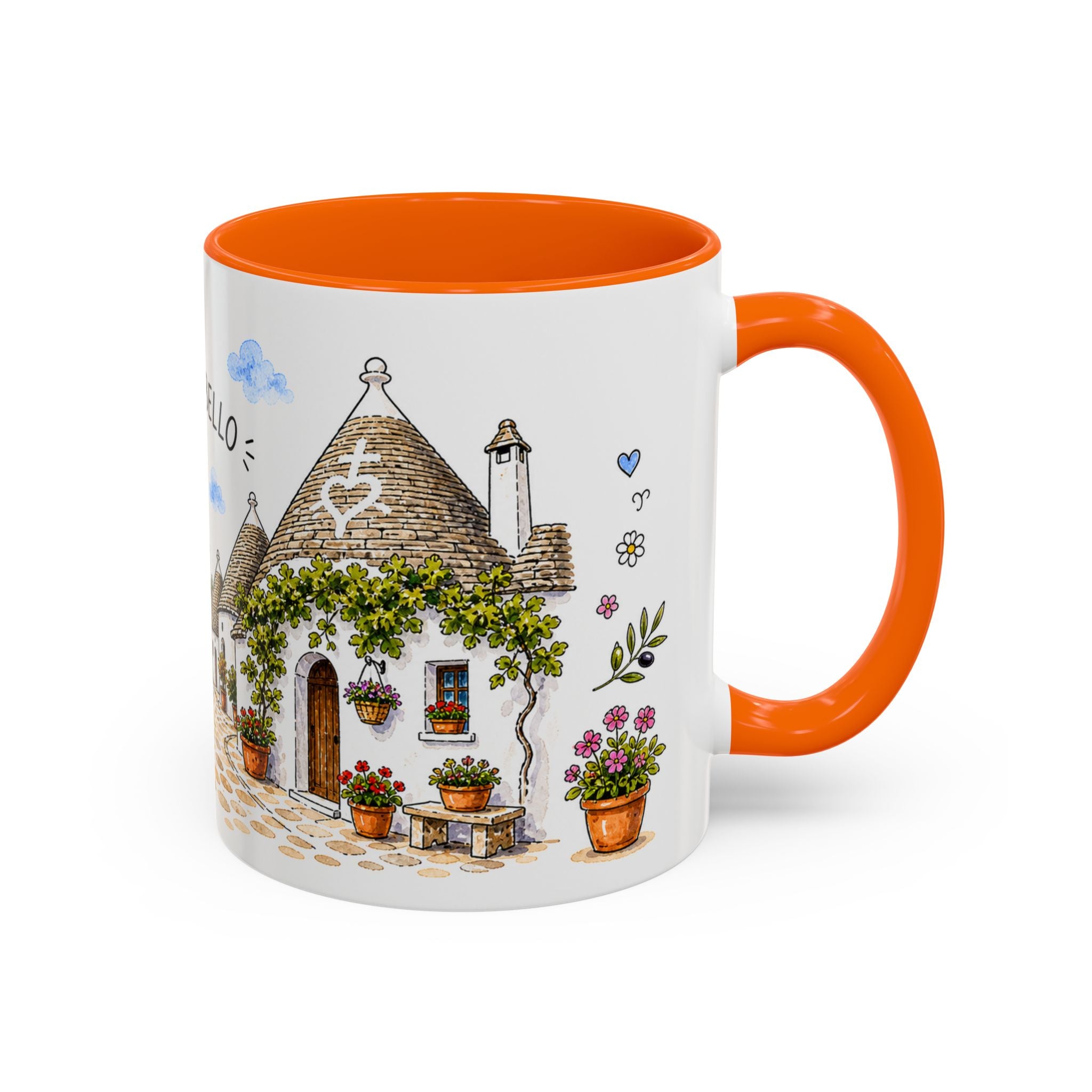 Alberobello Illustrated Travel Mug | Italy Souvenir Accent Coffee Mug | 11oz 15oz Ceramic Cup
