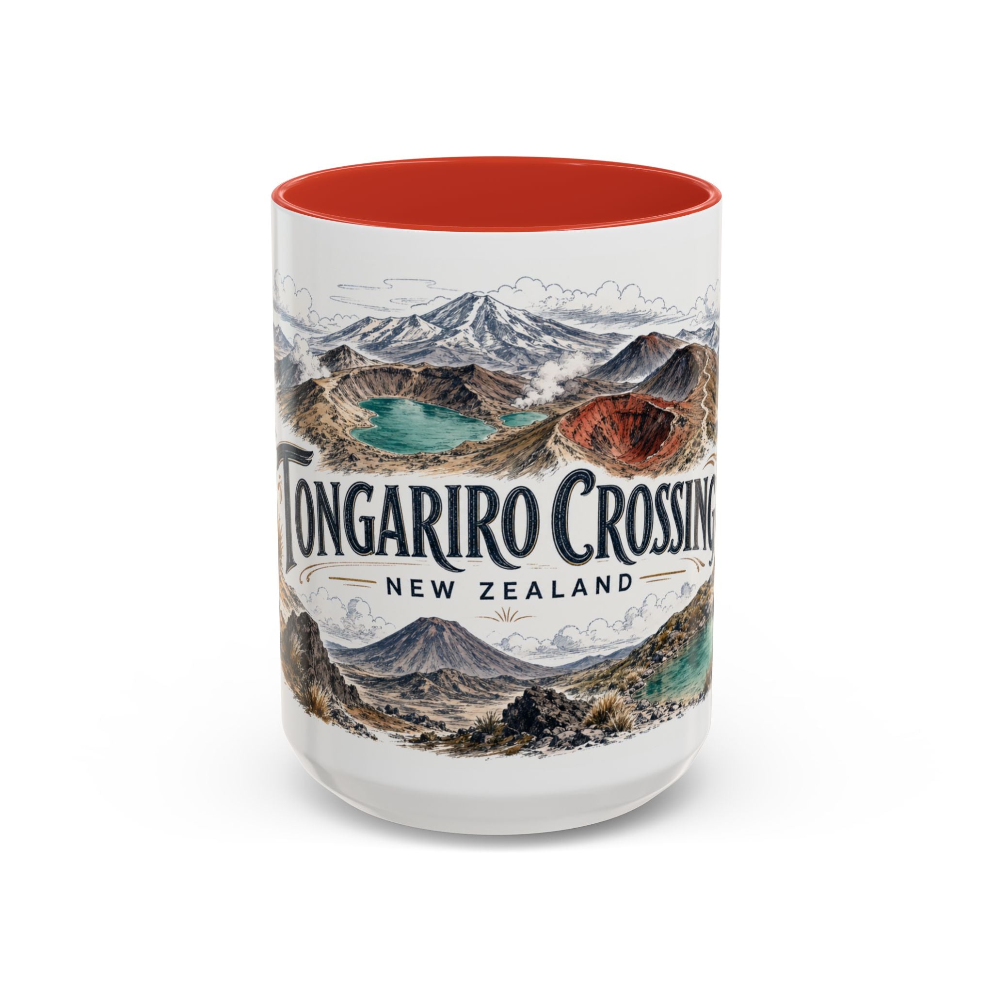 Tongariro Crossing Mug, New Zealand Travel Souvenir, Bucket List Gift, Accent Ceramic Coffee Mug 11oz 15oz