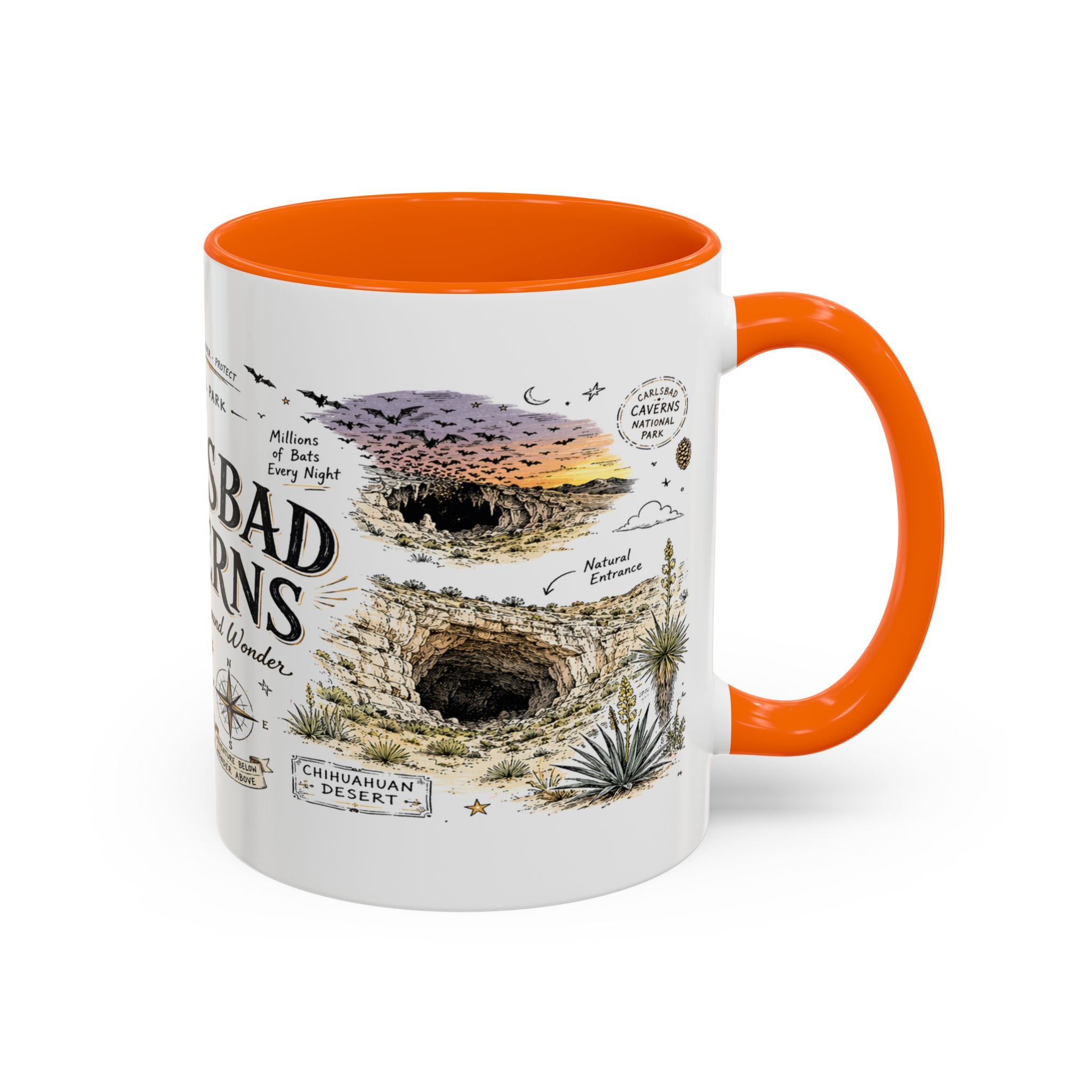 Carlsbad Caverns National Park Coffee Mug | New Mexico Cave Exploration Bat Gift | Accent Color Ceramic 11oz 15oz