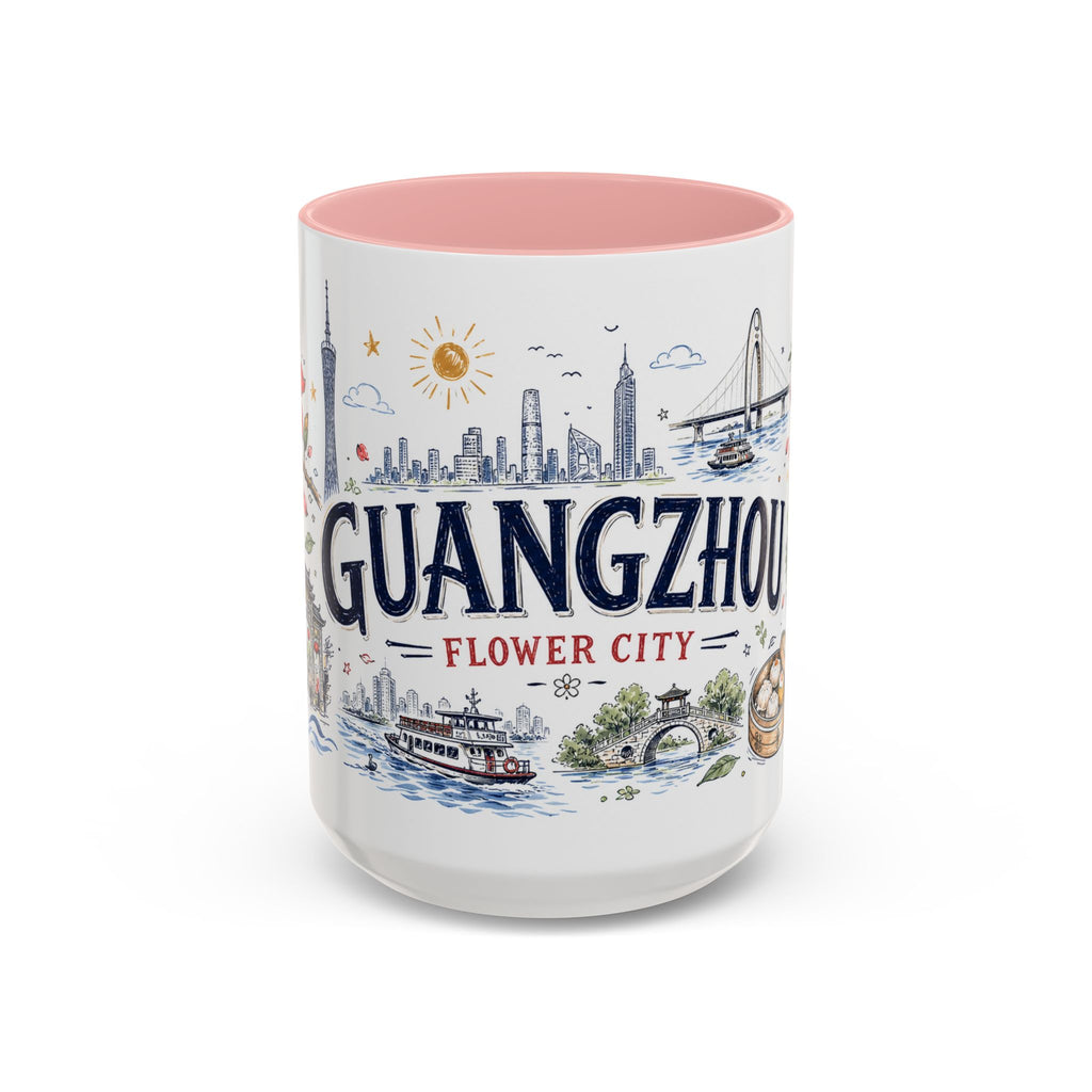 Guangzhou Coffee Mug | China Souvenir Travel Gift | Accent Color Ceramic 11oz 15oz