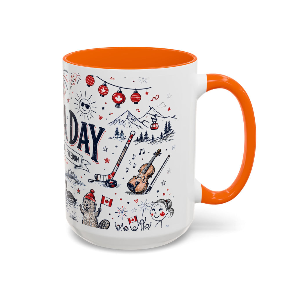 Canada Day Coffee Mug | Canadian Pride Gift | Accent Color Ceramic 11oz 15oz
