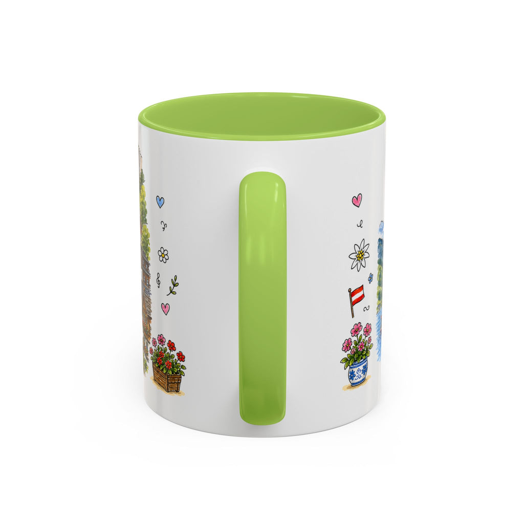 Hallstatt Illustrated Travel Mug | Austria Souvenir Accent Coffee Mug | 11oz 15oz Ceramic Cup