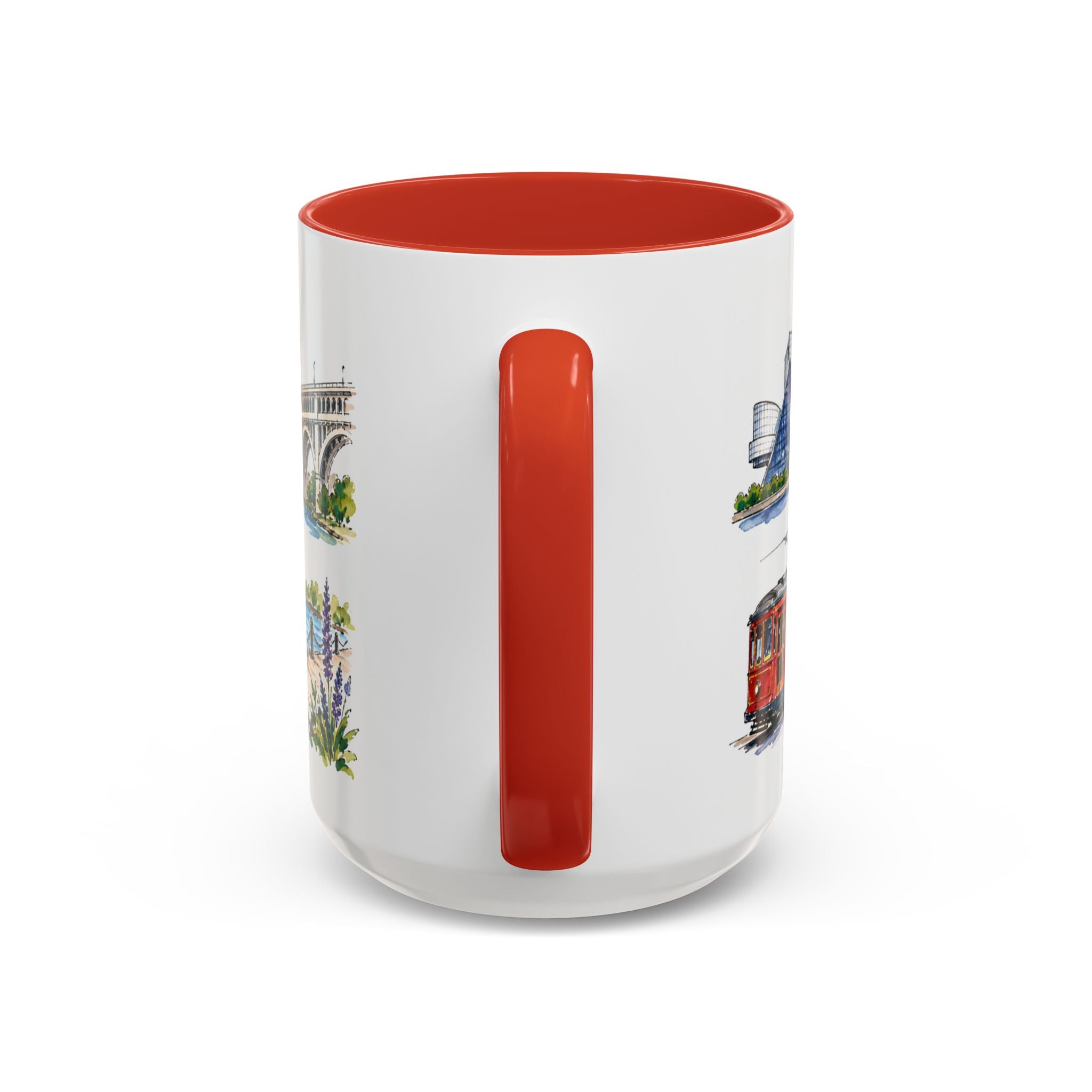 Cleveland Illustrated Travel Mug | City Souvenir Accent Coffee Mug | 11oz 15oz Ceramic Cup