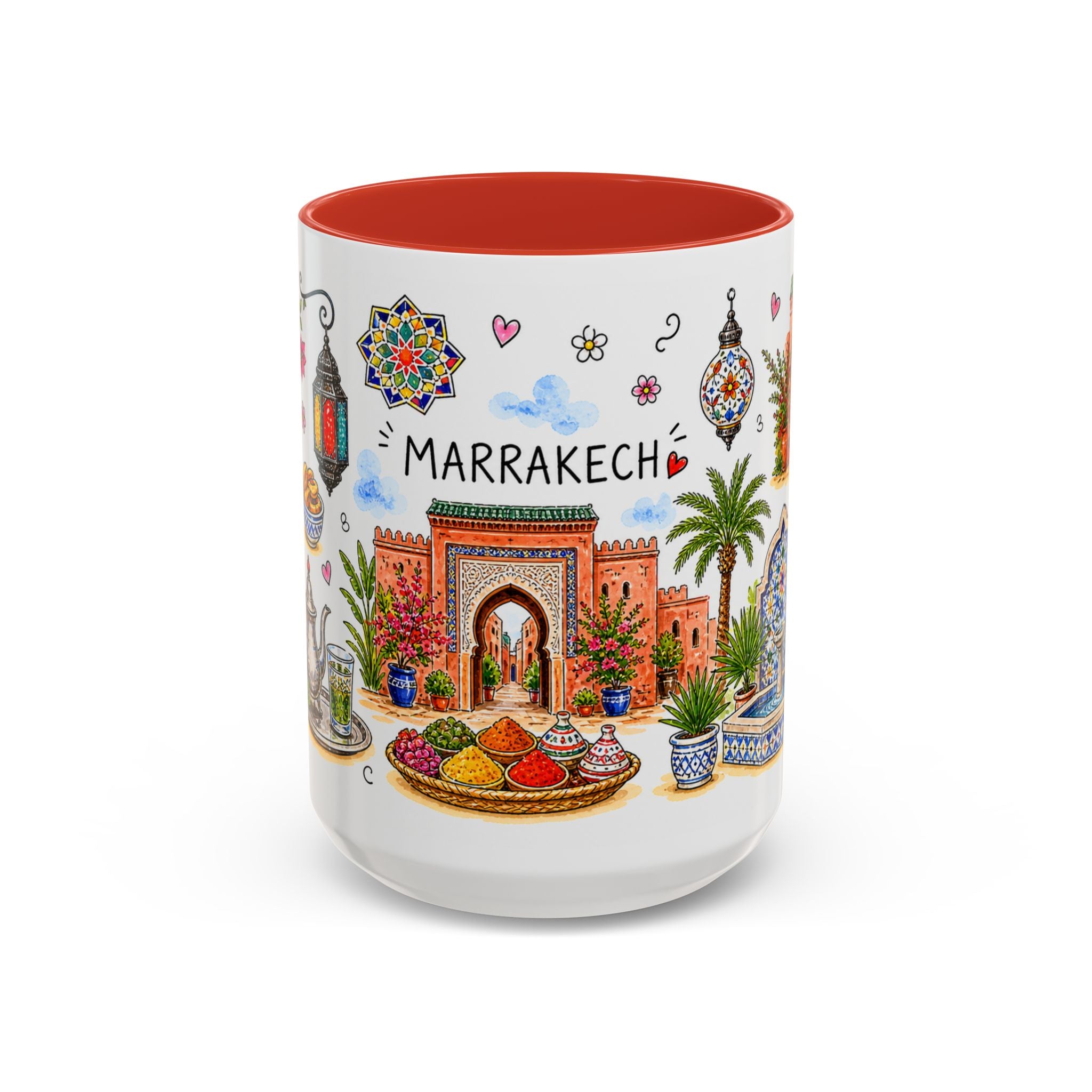 Marrakech Illustrated Travel Mug | City Souvenir Accent Coffee Mug | 11oz 15oz Ceramic Cup