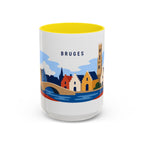 Bruges Coffee Mug | Travel Destination Souvenir Gift | Accent Color Ceramic 11oz 15oz