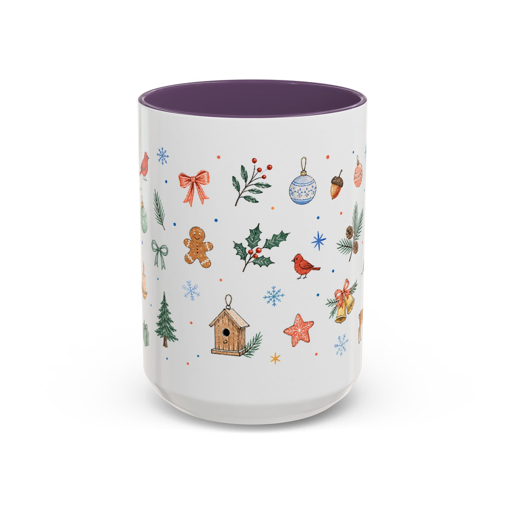 Woodland Christmas Mug | Deer Bird Watercolor Holiday Gift | Accent Cup 11oz 15oz