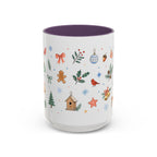 Woodland Christmas Mug | Deer Bird Watercolor Holiday Gift | Accent Cup 11oz 15oz