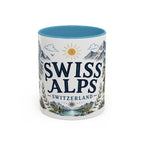 Swiss Alps Coffee Mug | Travel Destination Souvenir Gift | Accent Color Ceramic 11oz 15oz