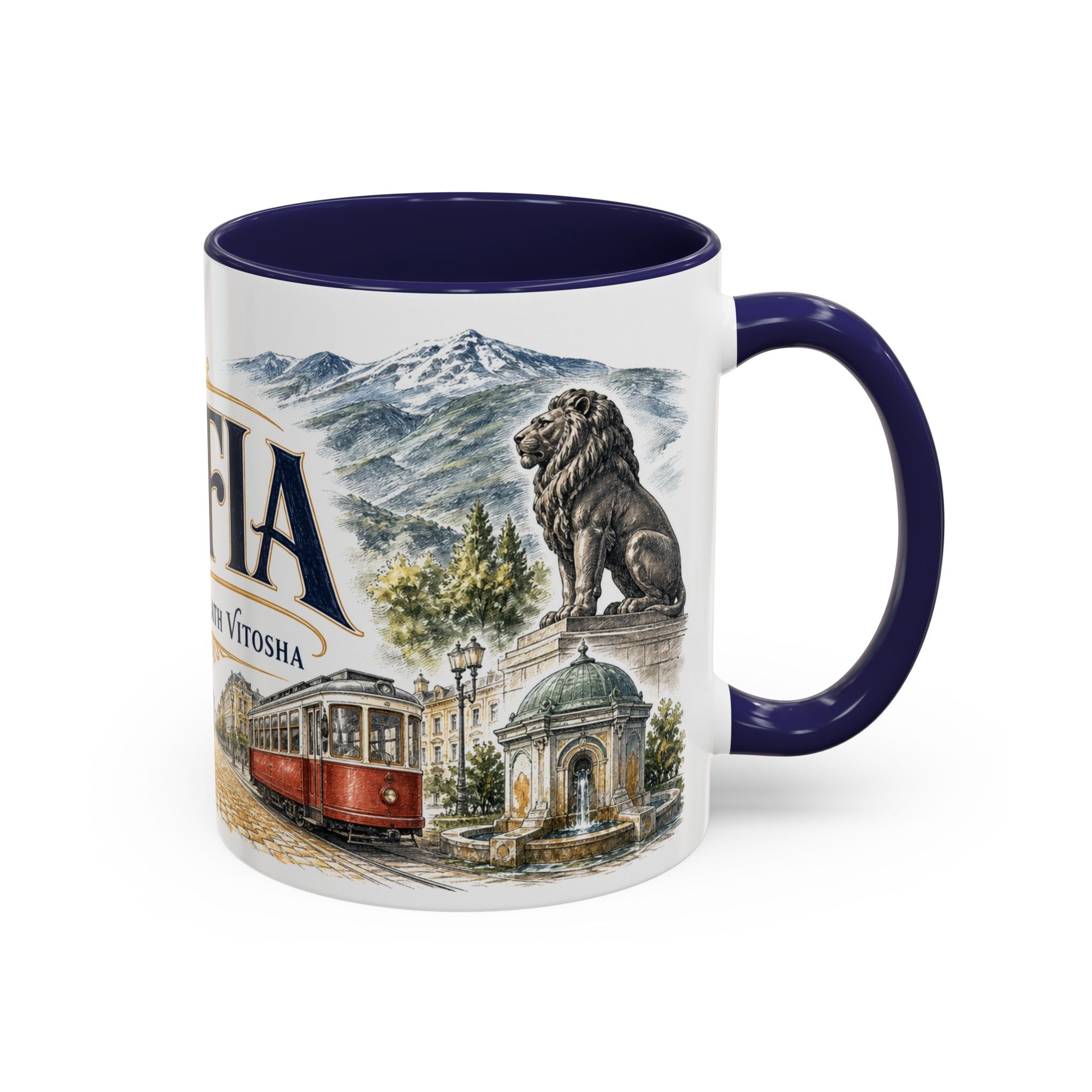 Sofia Coffee Mug | Bulgaria Travel Souvenir | Vintage Illustrated City Gift | 11 oz 15 oz Accent Mug