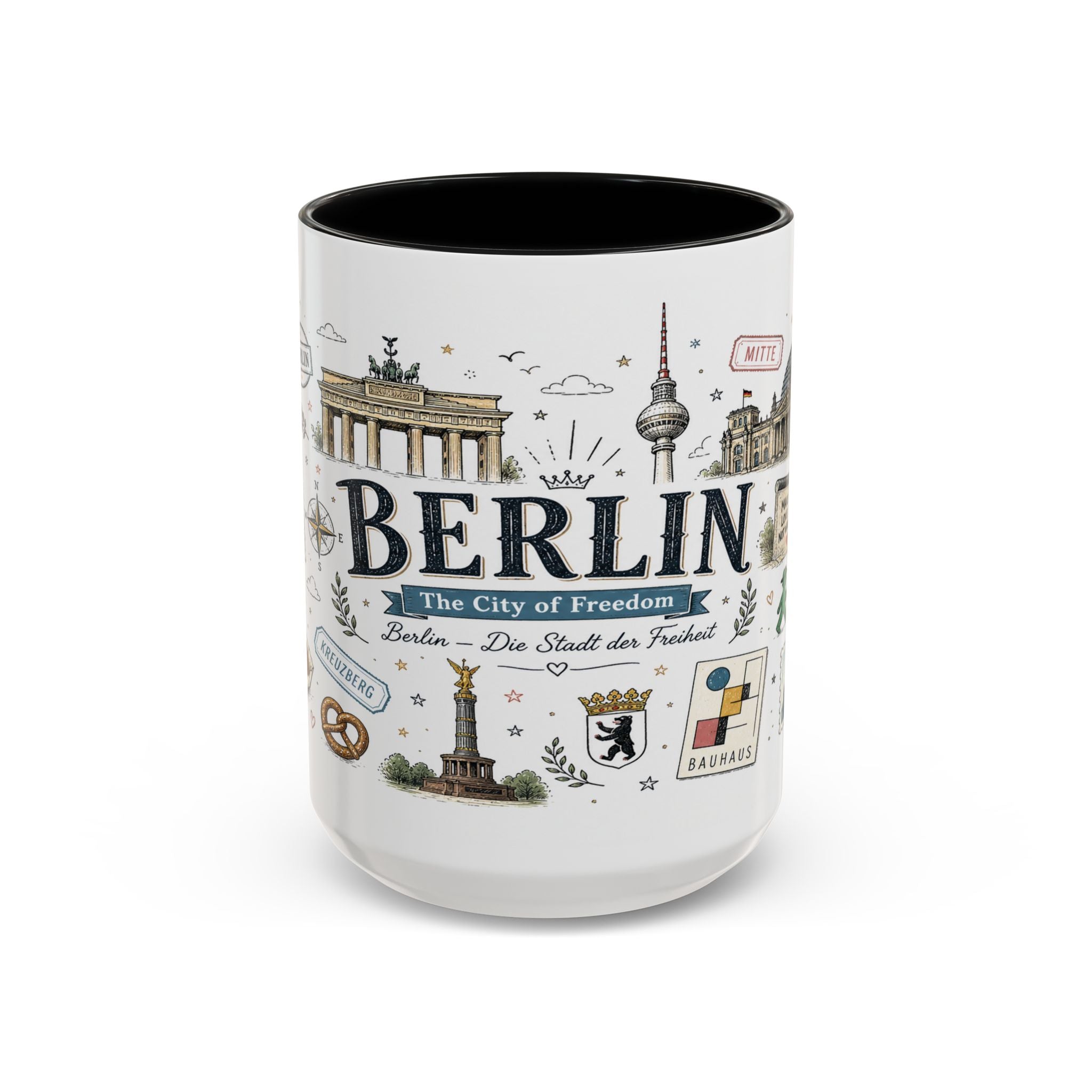 Berlin Coffee Mug | Germany Souvenir Travel Gift | Accent Color Ceramic 11oz 15oz