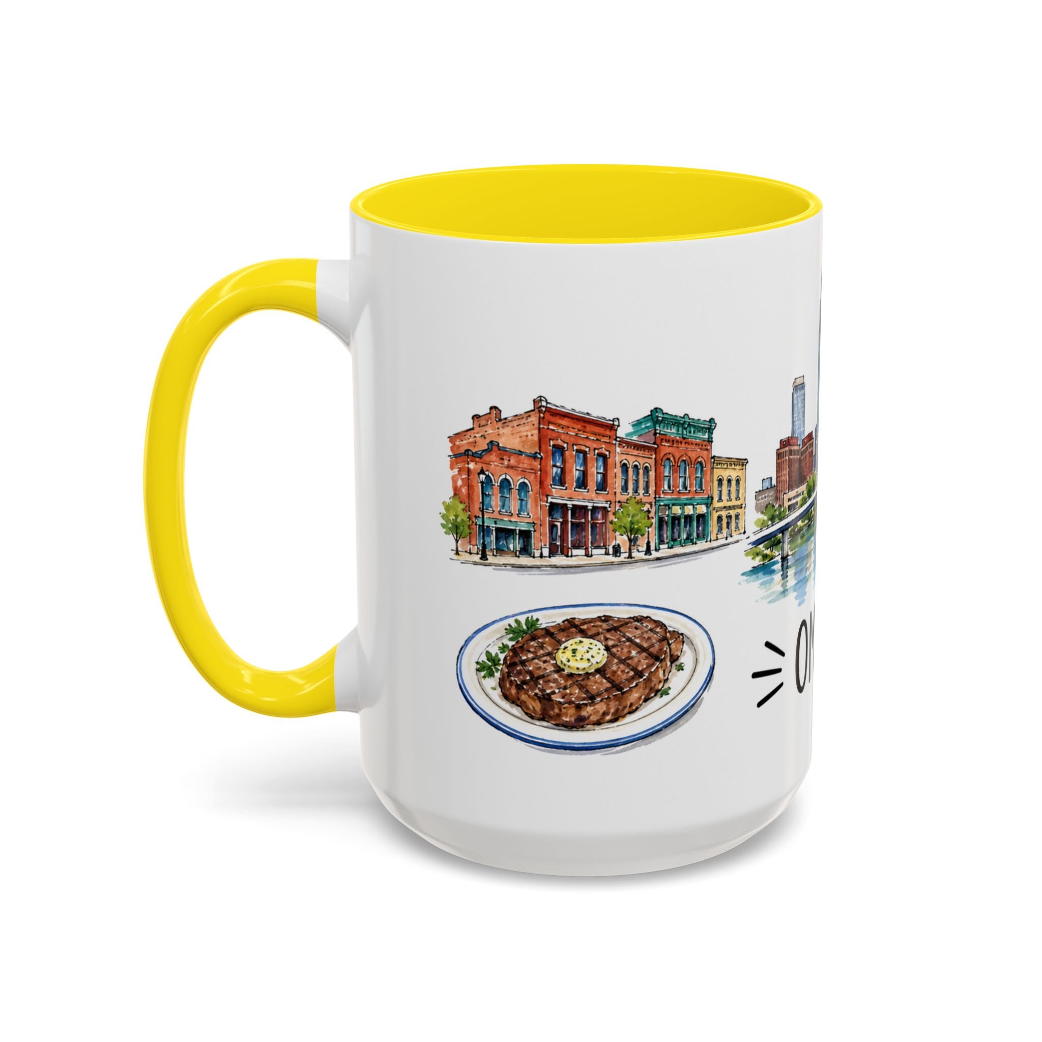 Omaha Illustrated Travel Mug | City Souvenir Accent Coffee Mug | 11oz 15oz Ceramic Cup