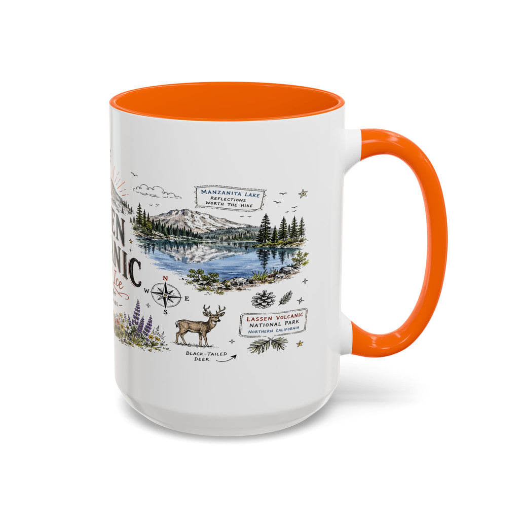 Lassen Volcanic National Park Coffee Mug | California Volcano Geothermal Hiking Gift | Accent Color Ceramic 11oz 15oz