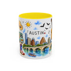 Austin Illustrated Travel Mug | City Souvenir Accent Coffee Mug | 11oz 15oz Ceramic Cup