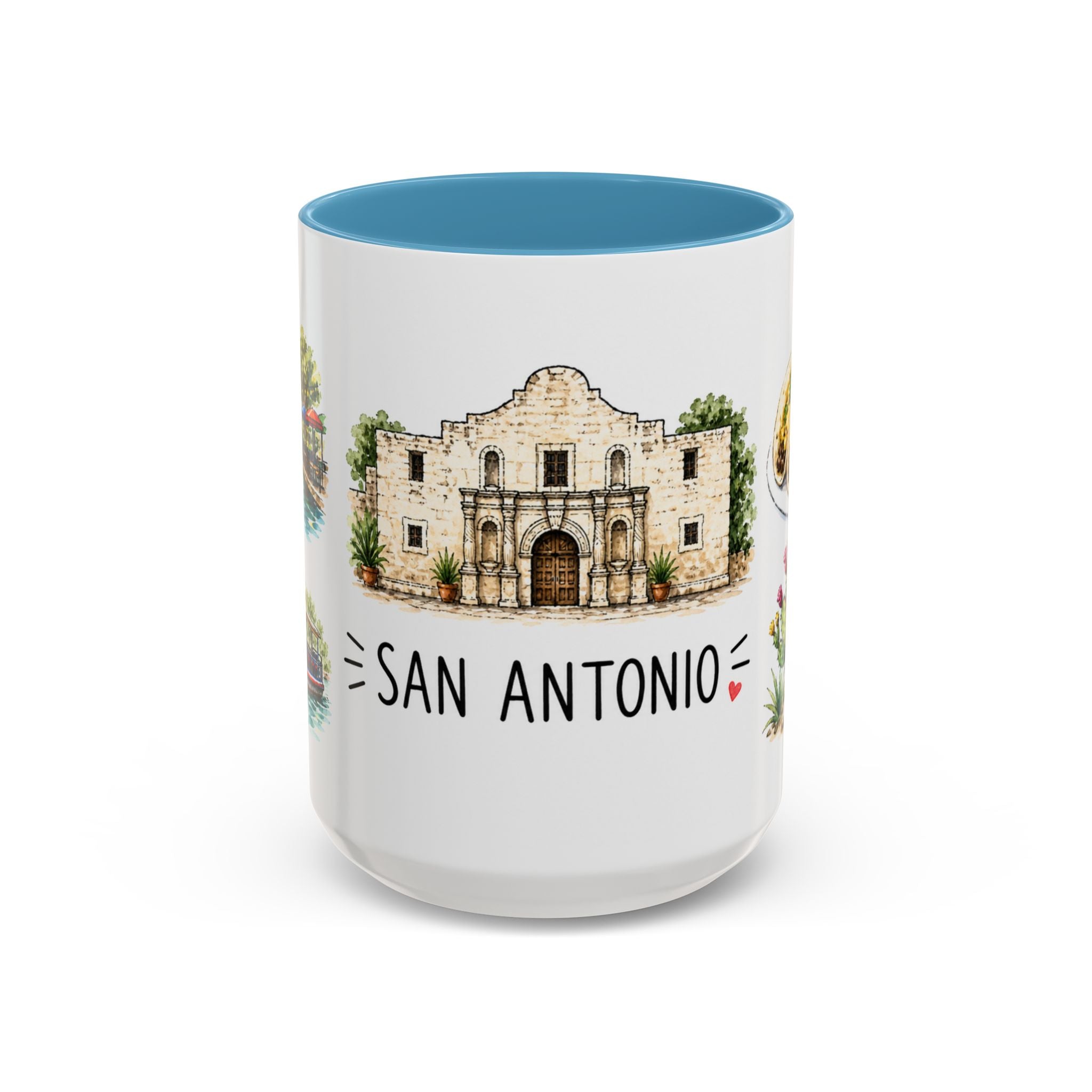 San Antonio Illustrated Travel Mug | City Souvenir Accent Coffee Mug | 11oz 15oz Ceramic Cup