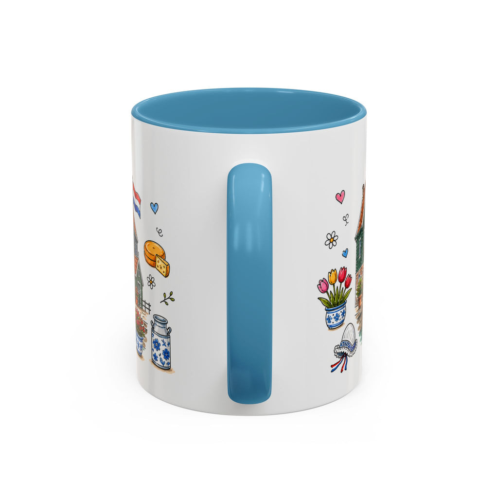 Volendam Illustrated Travel Mug | Netherlands Souvenir Accent Coffee Mug | 11oz 15oz Ceramic Cup