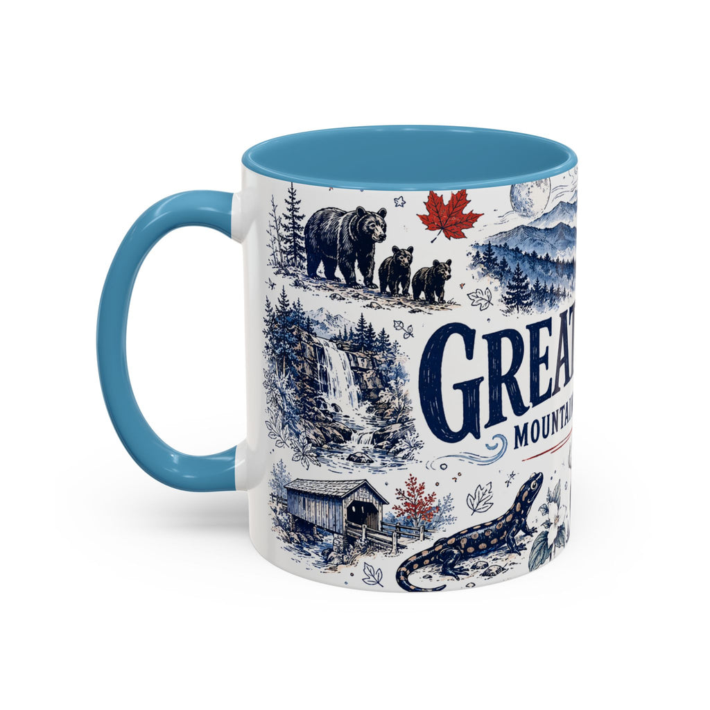 Great Smoky Mountains Coffee Mug | National Park Hiking Gift | Accent Color Ceramic 11oz 15oz
